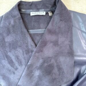 Bagatelle Navy Blue Faux Leather Suede Drape Collar Jacket Womens Sz L